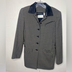 Vintage Dana Buchman Black and White Houndstooth Blazer %100 wool made in Korea